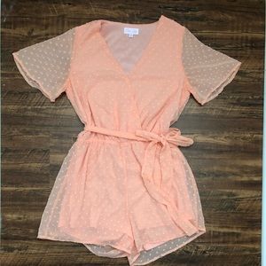 Pink Lily Belted Romper Size Small